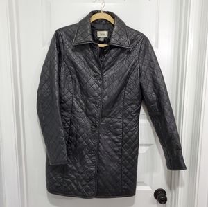 Neiman Marcus medium lamb leather quilted black coat